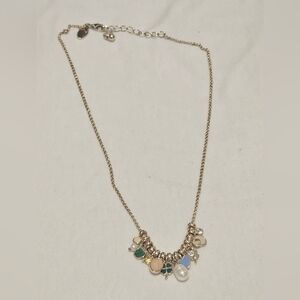 Gold Charm Necklace with Multicolor Accents